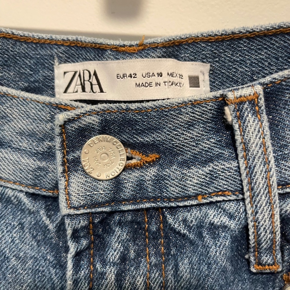 Zara Women's Jeans Size 10 Blue Denim Wide Leg High Waist Casual - Picture 5 of 8